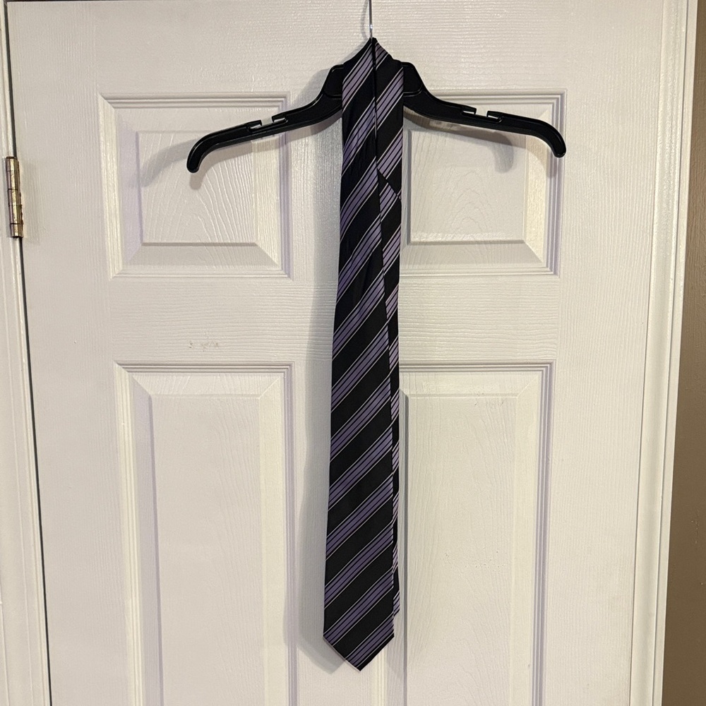 Alexander Julian Black and Purple Striped Tie